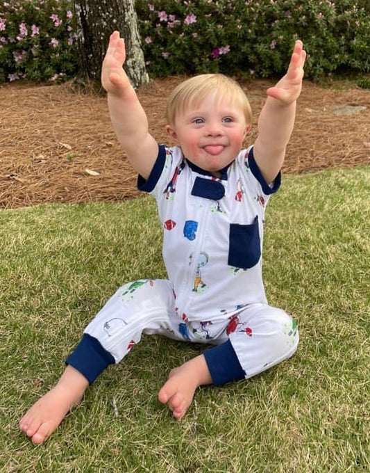 Down, Set, Hike Boy Romper Classic Cozy