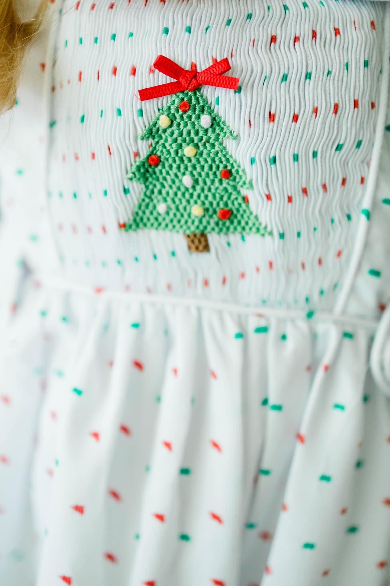 Christmas Tree On Swiss Dot Dress