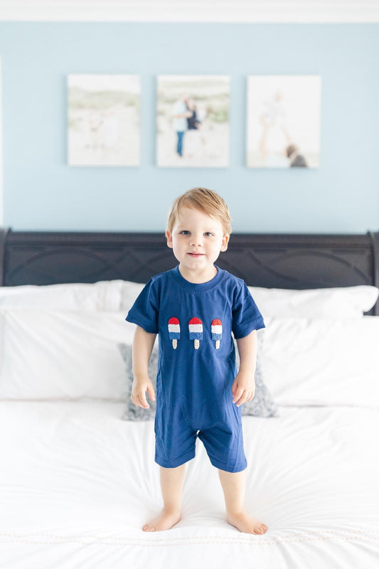 Boy French Knot Popsicle Romper