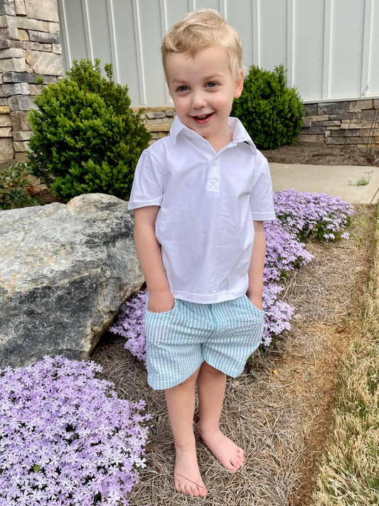 Mint Seersucker Boy Short Set